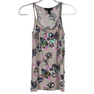 INC International Concepts Tan Sequin Scoop Neck Tank Top‎